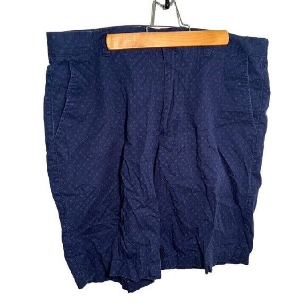 J. Crew Factory Men's Chino Shorts Navy Blue Geometric 100% Cotton 10" Inseam